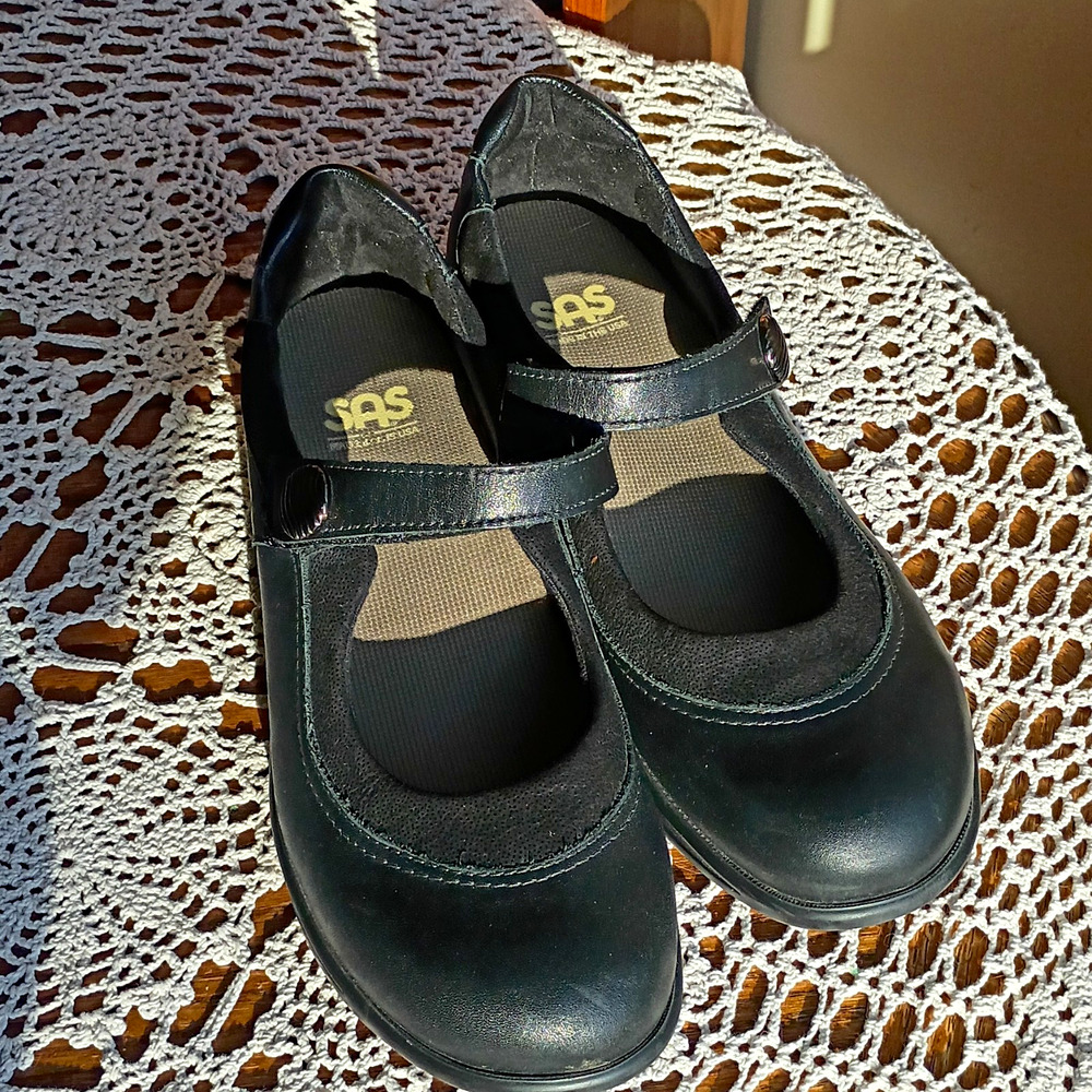 SAS Womens 9.5 N Black Leather Mary Jane Comfort Shoes Handcrafted Made In USA